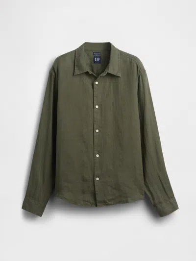 Gap 100% Linen Relaxed Shirt In Green