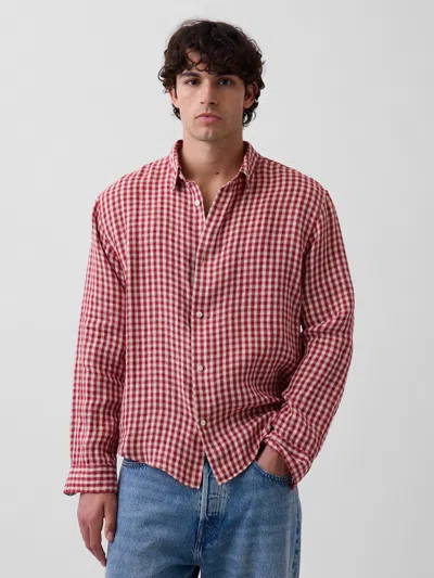 Gap 100% Linen Relaxed Shirt In Red