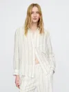 Gap 100% Linen Oversized Shirt In White Neutral Stripe