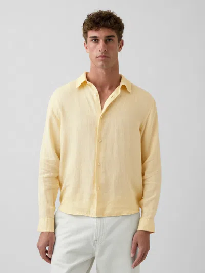 Gap 100% Linen Relaxed Shirt In Yellow