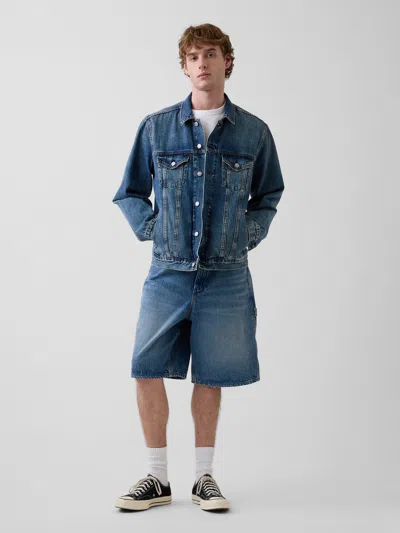 Gap 10.5" Baggy Denim Carpenter Shorts In Blue