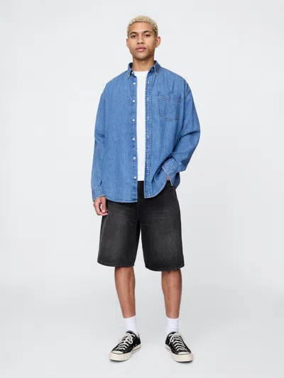 Gap 10.5" Baggy Denim Shorts In Black