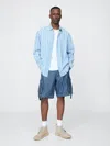 Gap 11" Baggy Denim Cargo Shorts In Medium Indigo