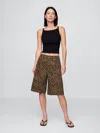 Gap 11" Mid Rise Denim Leopard Longline Shorts