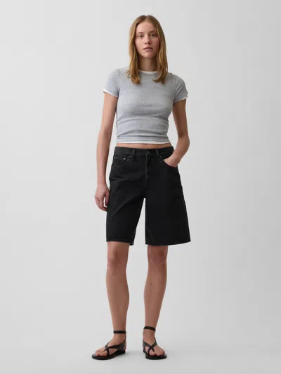 Gap 11" Mid Rise Longline Denim Shorts In Black