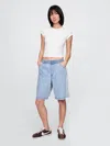 Gap 11" Mid Rise Ultrasoft Easy Longline Denim Shorts In Light Blue Indigo