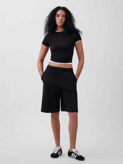 Gap 11.5" Vintagesoft Terry Longline Sweat Shorts In Black