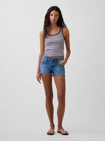 Gap 3" Low Rise Lace-up Denim Shorts In Purple
