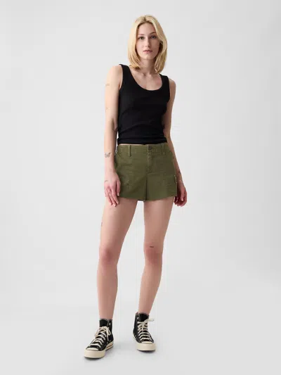 Gap 3" Low Rise Y2k Cargo Shorts In Olive Night