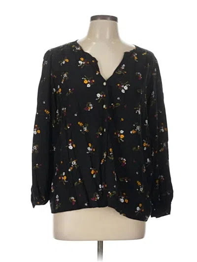 Pre-owned Gap 3/4 Sleeve Blouse In Black