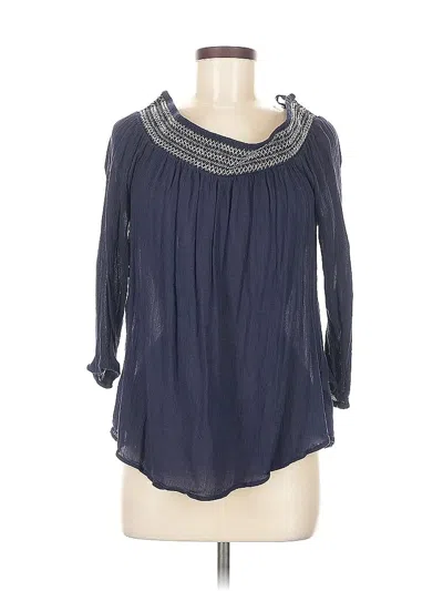 Pre-owned Gap 3/4 Sleeve Blouse In Blue