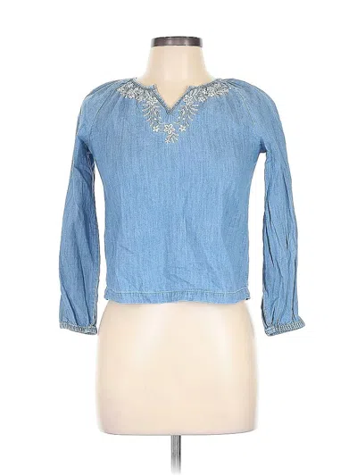 Pre-owned Gap 3/4 Sleeve Blouse In Blue