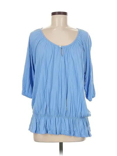 Pre-owned Gap 3/4 Sleeve Blouse In Blue