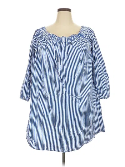 Pre-owned Gap 3/4 Sleeve Blouse In Blue