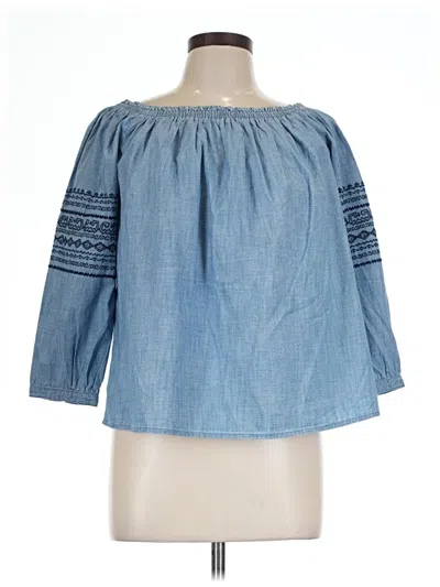 Pre-owned Gap 3/4 Sleeve Blouse In Blue