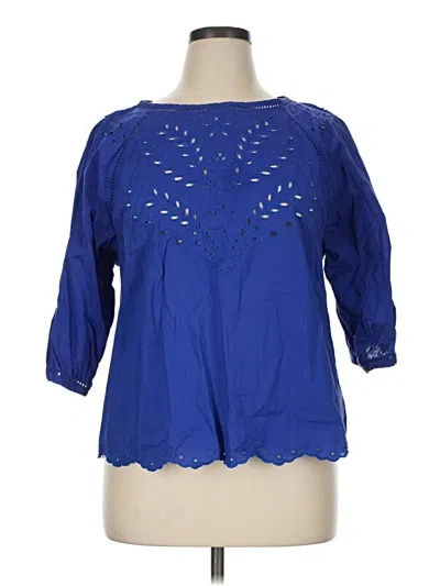 Pre-owned Gap 3/4 Sleeve Blouse In Blue