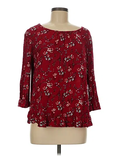 Pre-owned Gap 3/4 Sleeve Blouse In Burgundy