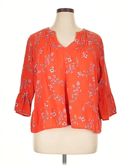 Pre-owned Gap 3/4 Sleeve Blouse In Orange
