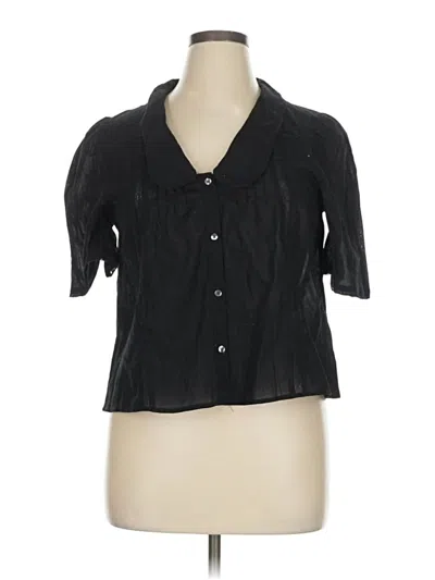 Gap 3/4 Sleeve Button Down Shirt In Black