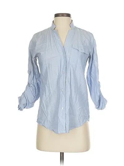 Pre-owned Gap 3/4 Sleeve Button Down Shirt In Blue