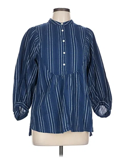 Pre-owned Gap 3/4 Sleeve Button Down Shirt In Blue