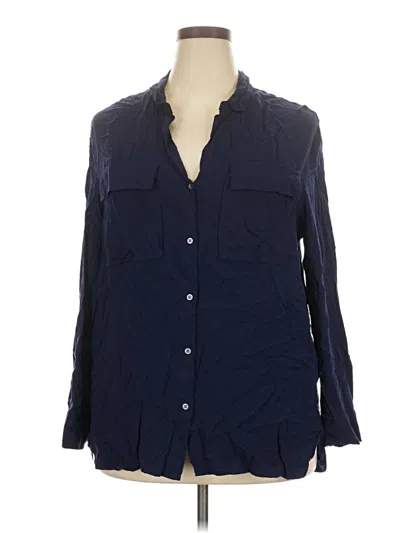 Pre-owned Gap 3/4 Sleeve Button Down Shirt In Blue