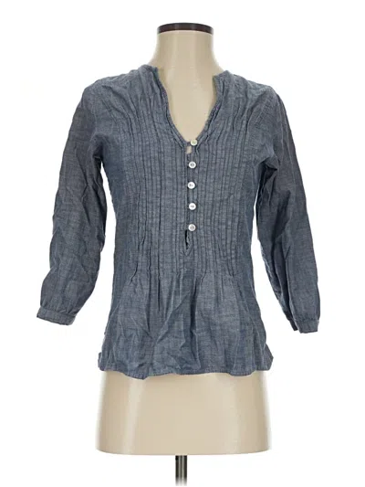 Pre-owned Gap 3/4 Sleeve Button Down Shirt In Blue