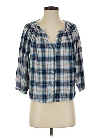 Pre-owned Gap 3/4 Sleeve Button Down Shirt In Blue