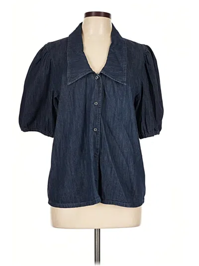 Pre-owned Gap 3/4 Sleeve Button Down Shirt In Blue