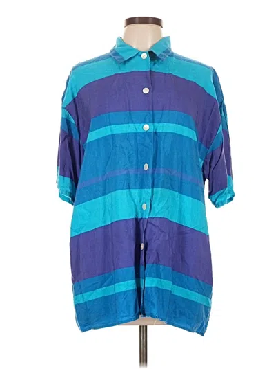 Pre-owned Gap 3/4 Sleeve Button Down Shirt In Blue