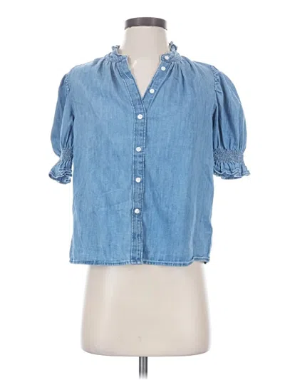 Pre-owned Gap 3/4 Sleeve Button Down Shirt In Blue