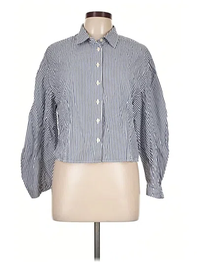 Pre-owned Gap 3/4 Sleeve Button Down Shirt In Blue
