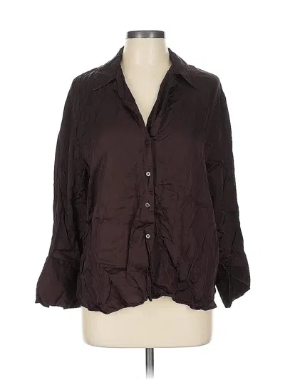 Pre-owned Gap 3/4 Sleeve Button Down Shirt In Brown