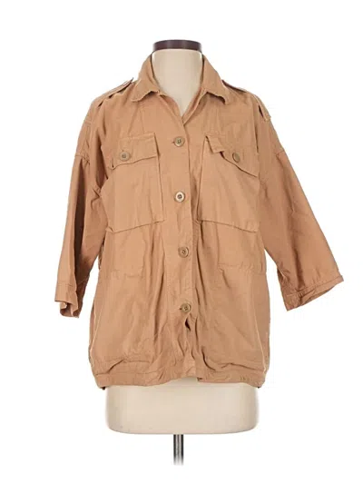 Pre-owned Gap 3/4 Sleeve Button Down Shirt In Brown