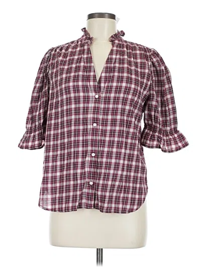 Gap 3/4 Sleeve Button Down Shirt In Burgundy
