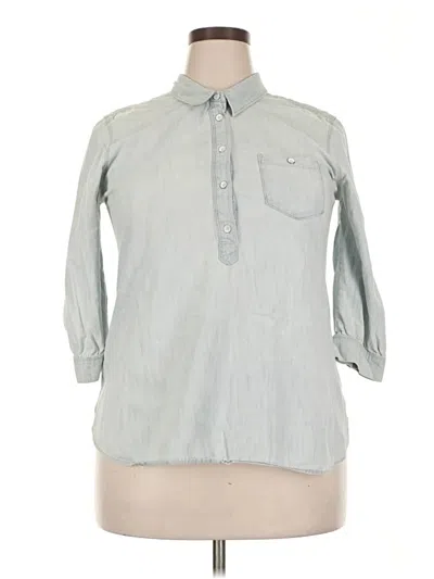 Pre-owned Gap 3/4 Sleeve Button Down Shirt In Gray