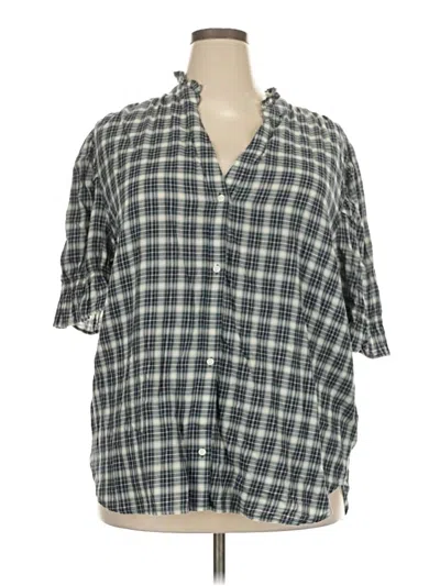 Pre-owned Gap 3/4 Sleeve Button Down Shirt In Gray