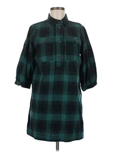 Pre-owned Gap 3/4 Sleeve Button Down Shirt In Green