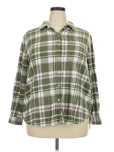 Pre-owned Gap 3/4 Sleeve Button Down Shirt In Green