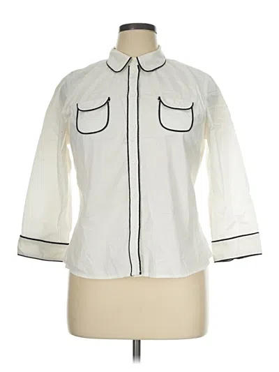 Pre-owned Gap 3/4 Sleeve Button Down Shirt In Ivory