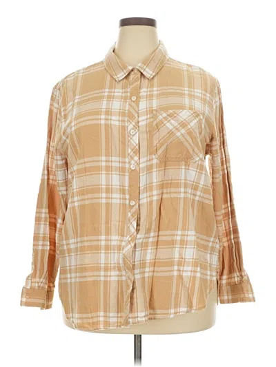 Pre-owned Gap 3/4 Sleeve Button Down Shirt In Tan