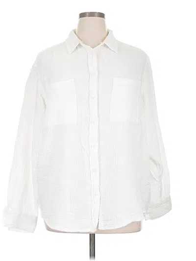 Pre-owned Gap 3/4 Sleeve Button Down Shirt In White