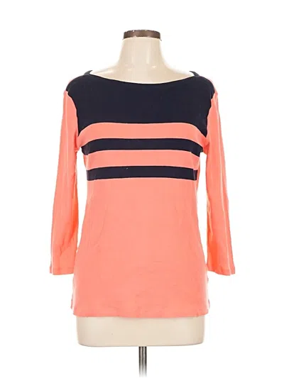 Pre-owned Gap 3/4 Sleeve Top Orange Color Block Pattern Boatneck Tops