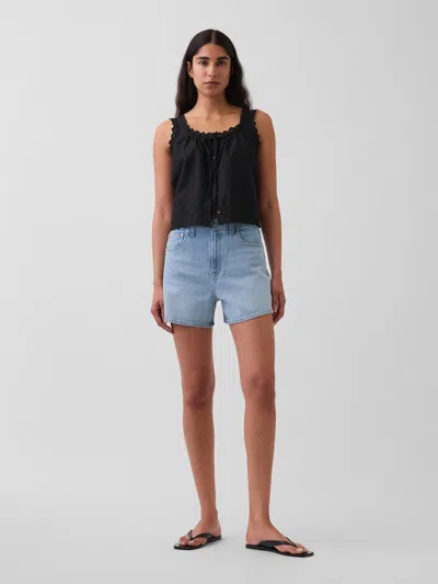 Gap 3.5" High Rise Relaxed Straight Denim Shorts In Purple
