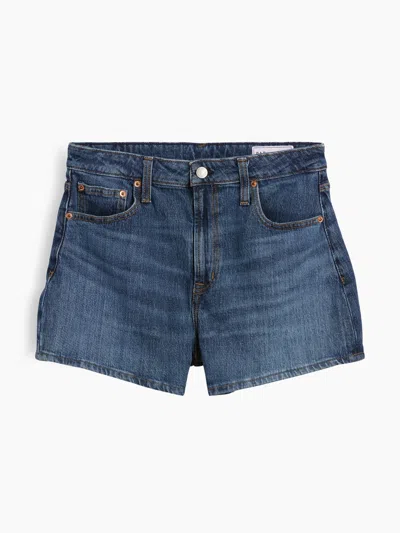 Gap 3.5" High Rise Relaxed Straight Denim Shorts In Blue