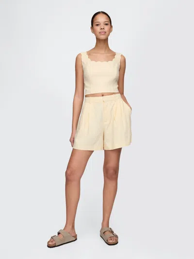 Gap 365 High Rise Linen-blend Shorts In Soft Yellow