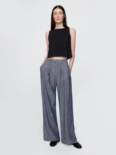 Gap 365 High Rise Linen-blend Trousers In Hybrid Navy Blue