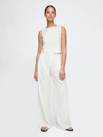 Gap 365 High Rise Linen-blend Trousers In Off White