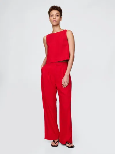 Gap 365 High Rise Linen-blend Trousers In Tomato Sauce Red