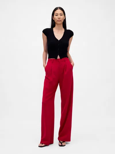 Gap 365 High Rise Pleated Trousers In Red